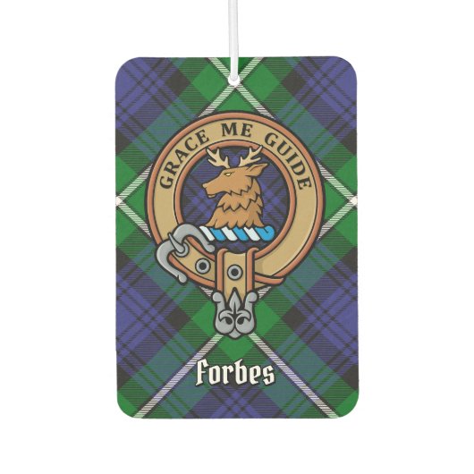 Désodorisant Pour Voiture Clan Forbes Crest sur Tartan (Devant)