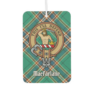 Désodorisant Pour Voiture Clan MacFarlane Crest sur Tartan de chasse antique