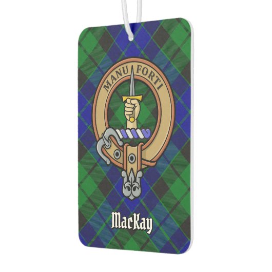 Désodorisant Pour Voiture Clan MacKay Crest sur Blue Tartan (Gauche)