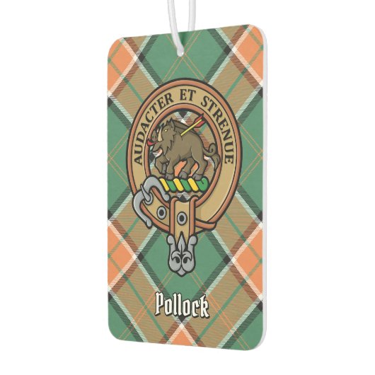 Désodorisant Pour Voiture Clan Pollock Crest sur Tartan (Gauche)