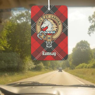 Désodorisant Pour Voiture Clan Ramsay Crest sur Red Tartan