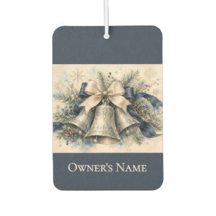 Désodorisant Pour Voiture Clochettes de Noël Élégantes en Argent Aquarelle