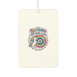 Désodorisant Pour Voiture Club de disques Licorne Arc-en-ciel Fond Blanc Mig