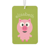 Désodorisant Pour Voiture Cochon de ferme en caricatures - rose et vert citr (Dos)