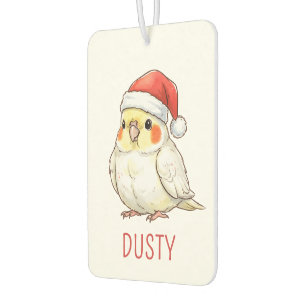 Désodorisant Pour Voiture Cockatiel de Noël personnalisé portant un chapeau