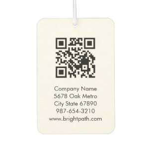 Désodorisant Pour Voiture Code QR Logo Nom Contact Entreprise Noir Blanc