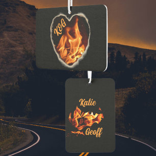 Désodorisant Pour Voiture Coeur flamboyant des initiales et des noms de feu