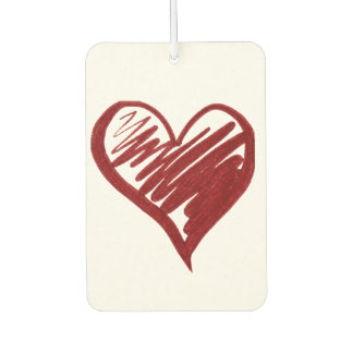 Désodorisant Pour Voiture Cœur Gribouillé Rouge – Style Dessiné à la Main au