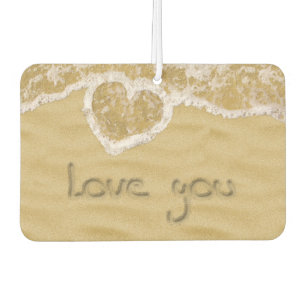 Désodorisant Pour Voiture Coeur "Love you" écrit dans Sable