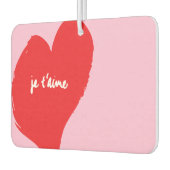 Désodorisant Pour Voiture Coeur rouge avec je t’aime-text sur arrière - plan (Gauche)