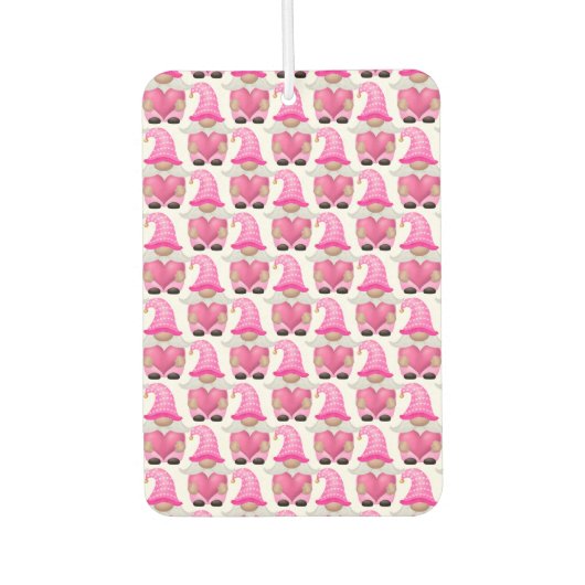 Désodorisant Pour Voiture Coeurs Gnomes roses Bois Scandinave Cute (Devant)