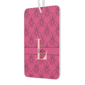 Désodorisant Pour Voiture Coeurs roses Motif Monogramme et nom Personnalisé (Gauche)