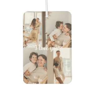Désodorisant Pour Voiture Collage de 4 photos personnalisable Je t'aime souv