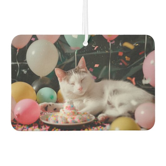 Désodorisant Pour Voiture Conception de célébration d'anniversaire de chat a (Devant)