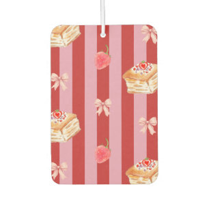 Désodorisant Pour Voiture Conception rayée rose et rouge avec motif de gâtea