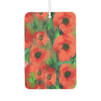 Désodorisant Pour Voiture Coquelicots rouges passionnés et feuillage vert ab