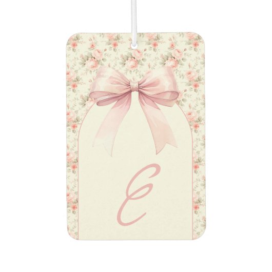 Désodorisant Pour Voiture Coquette Monogram Rose Bow (Devant)