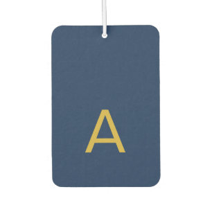Désodorisant Pour Voiture Couleur Or & Bleu Monogramme Initial Professionnel