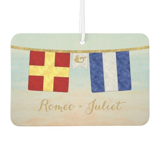 Désodorisant Pour Voiture Couples Monogramme Signal Maritime Drapeaux Aquare (Devant)