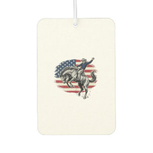 Désodorisant Pour Voiture Cowboy Rodeo Vintage Cavalier Patriotique Vectorie