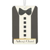 Désodorisant Pour Voiture Cravate noire Tuxedo 🎩 drôle Monogramme (Dos)