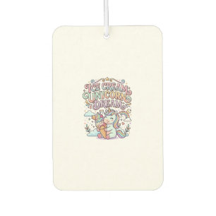 Désodorisant Pour Voiture Crème Glacée Licorne Rêve de Licorne Typographie D