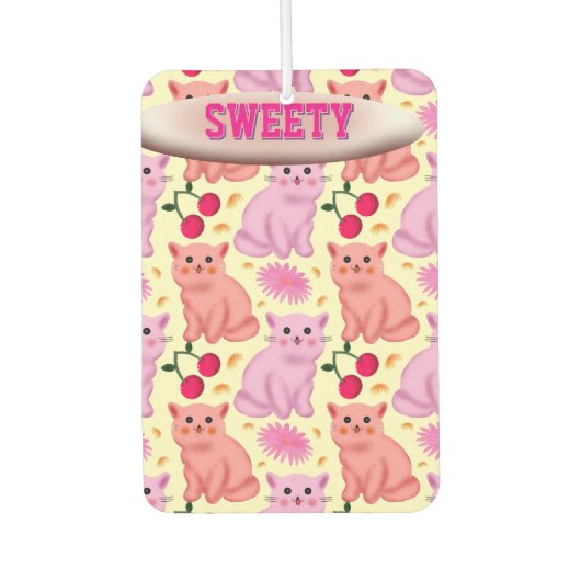 Désodorisant Pour Voiture Custom Cute Cat Cherry Floral Pattern (Devant)
