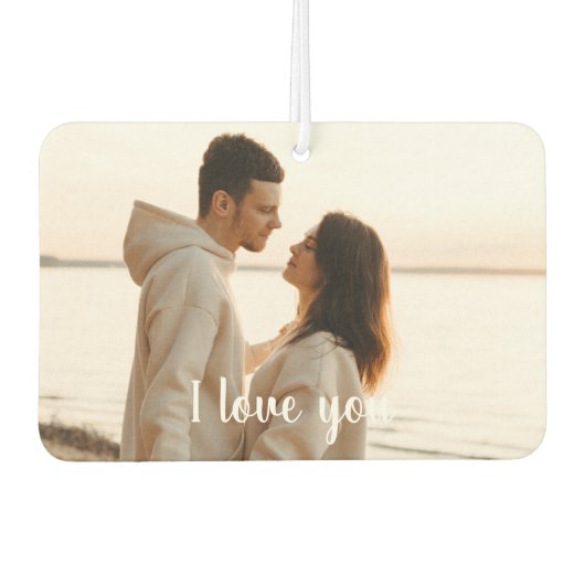 Désodorisant Pour Voiture Customizable Photo 'I Love You' Valentine's Day (Devant)