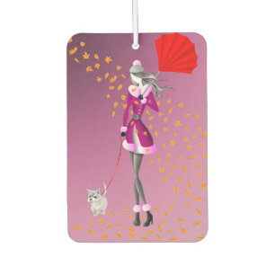 Désodorisant Pour Voiture Cute automne laisse chien Walker