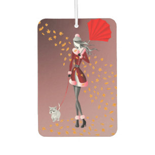 Désodorisant Pour Voiture Cute automne laisse chien Walker