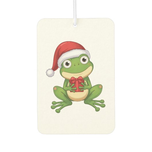 Désodorisant Pour Voiture Cute Christmas Frog with Santa Hat and Gift | Fun (Devant)