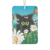 Désodorisant Pour Voiture Cute Fluffy Black Kitten et Daisy Art (Dos)