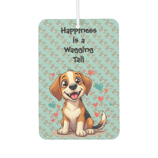 Désodorisant Pour Voiture Cute Kawaii Beagle avec Coeurs Jouer Chien (Devant)
