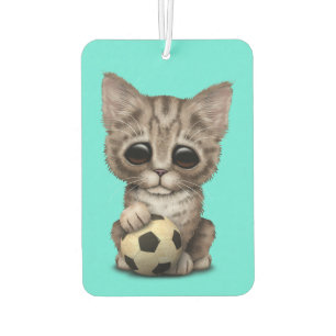Désodorisant Pour Voiture Cute Kitten Avec Football Soccer Ball