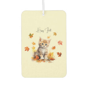 Désodorisant Pour Voiture Cute Orange Tabby Kitten dans les feuilles d'autom