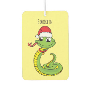 Désodorisant Pour Voiture Cute serpent vert avec chapeau santa dessin animé