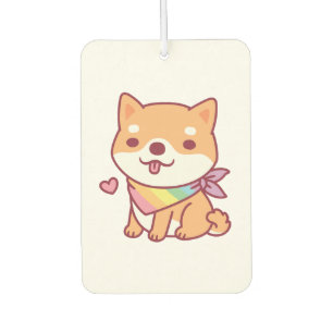 Désodorisant Pour Voiture Cute Shiba Inu Avec Rainbow Pet Bandana