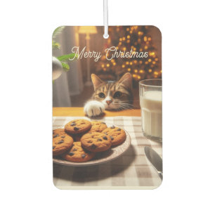 Désodorisant Pour Voiture Cute Tabby Cat Reaching pour les cookies Noël