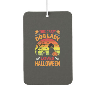 Désodorisant Pour Voiture Dame Chien Fou Aime Halloween Design Vintage