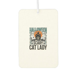 Désodorisant Pour Voiture Dame de chat Halloween Maison hantée effrayante Vi