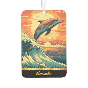 Désodorisant Pour Voiture Dauphin saute sur les vagues du coucher du soleil