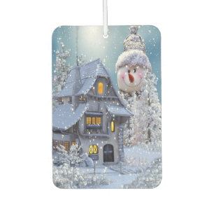 Désodorisant Pour Voiture Décoration de voiture de Noël Hiver Blanc Bonhomme