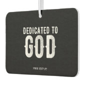 DÉSODORISANT POUR VOITURE DÉDIÉ À DIEU COOL PERSONNALISABLE TEXTE BLANC (Gauche)