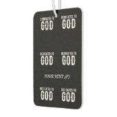 DÉSODORISANT POUR VOITURE DÉDIÉ À DIEU COOL PERSONNALISABLE TEXTE BLANC (Gauche)