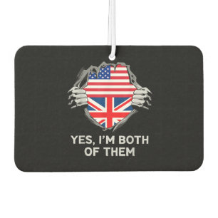 Désodorisant Pour Voiture Demi-Américain Moitié Anglais USA Angleterre Drape