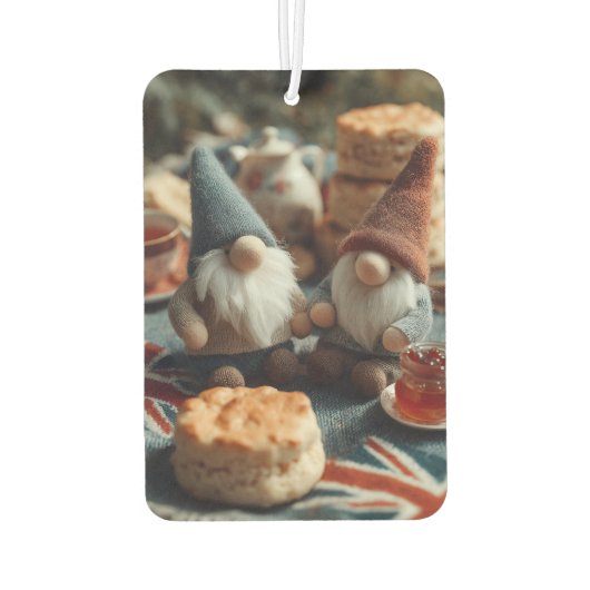 Désodorisant Pour Voiture Des Gnomes Patriotiques Appréciant Le Thé Anglais (Dos)