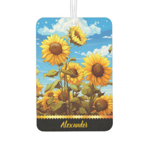 Désodorisant Pour Voiture Des tournesols brillants fleurissent sous un ciel