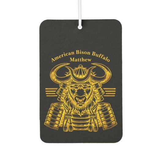 Désodorisant Pour Voiture Design de guerrier de bison d'or en armure Samurai (Devant)