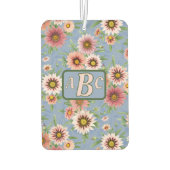 Désodorisant Pour Voiture Design floral bleu et rose (Dos)