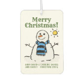 Désodorisant Pour Voiture Design Snowman de Noël avec un accueil personnel (Devant)